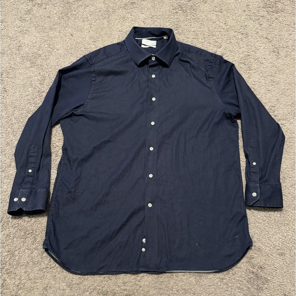 Hickey Freeman Shirt Mens‎ 34/35 17-17.5 Blue Long Sleeve